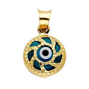 14K Yellow Gold  Evil Eye Pendant